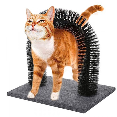 Spazzola Massaggiatore A Forma Di Arco Per Gatti Con Base Tiragraffi Quadrata